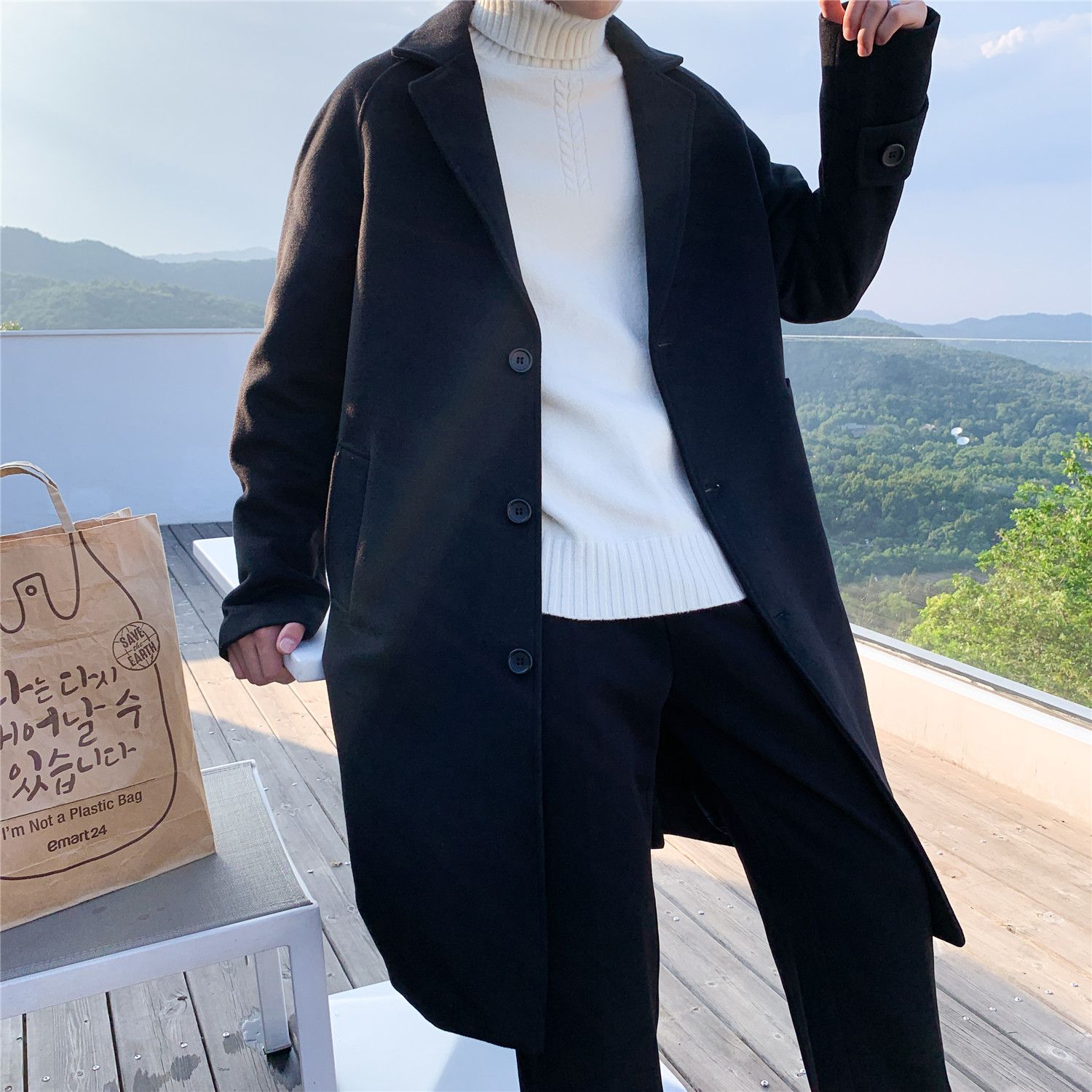 Wool Blend Coat Grey Mans Clim - Outdoor Sport Hobbies review and price